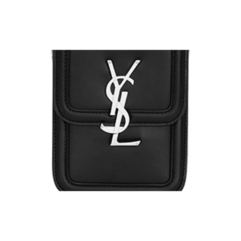SAINT LAURENT SOLFERINO Smooth Leather Crossbody Bag Shoulder Bag Mini Men's Black-7