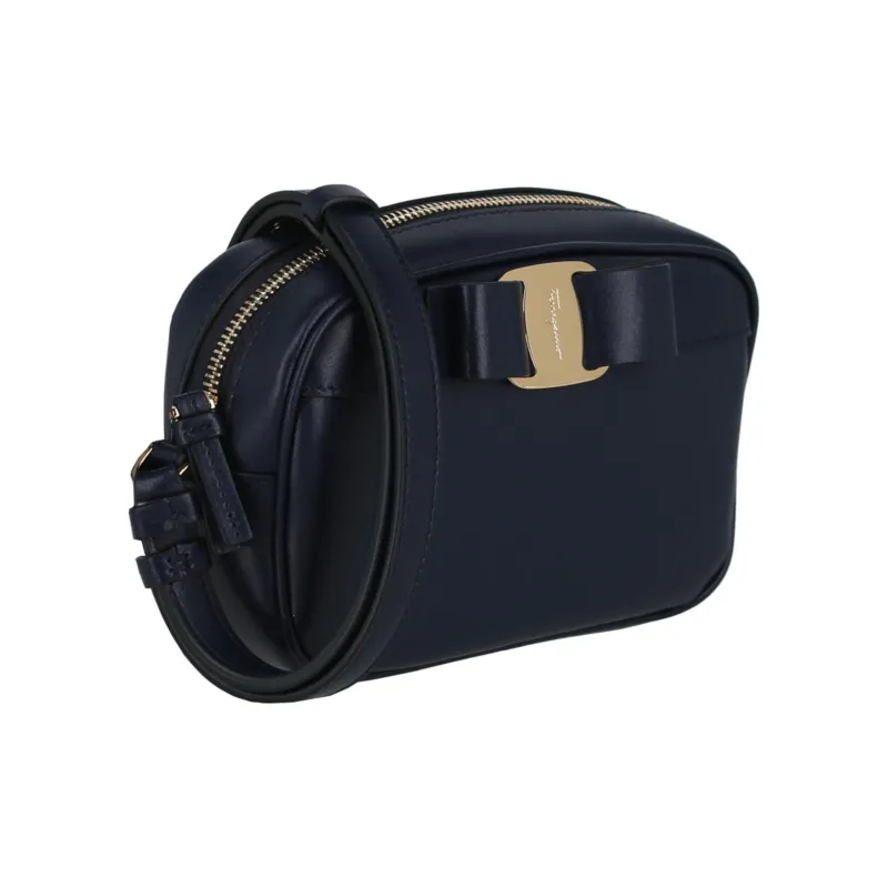 FERRAGAMO Vara Leather Single-Opening Crossbody Bag Women's Marine Blue-1