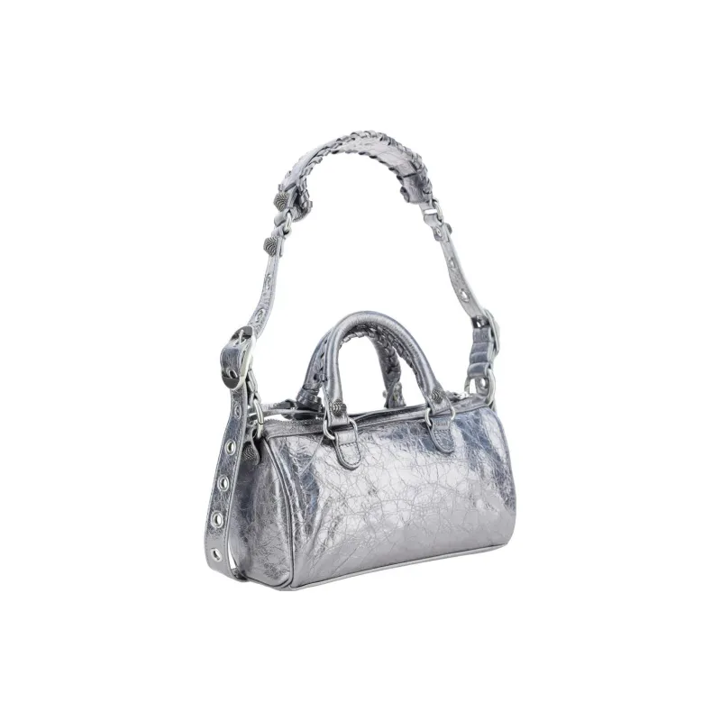 Balenciaga Lambskin Portable Crossbody Bag Shoulder Bag Mini Women's Silver-2