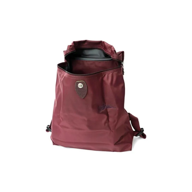 LONGCHAMP Soft Recycled Canvas With Leather Trim Backpack Regular Women's Deep Red-1