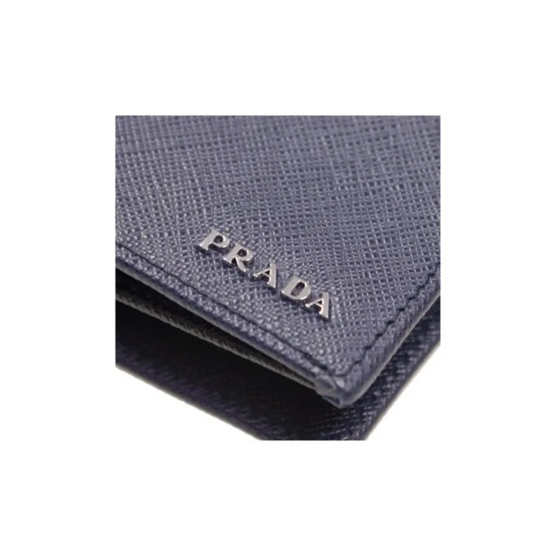 PRADA Cow Leather Clutch Wallet Men's Dark Blue-4
