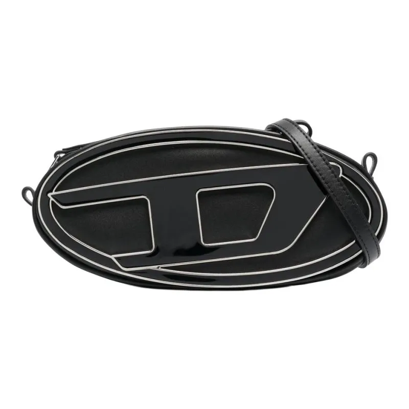 DIESEL Cow Leather Wrist Bag Clutch Shoulder Bag Crossbody Bag Small Size Women's Black-1