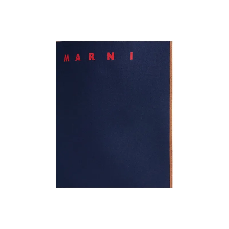 MARNI Patchwork Cotton Tote Bag Shopping Bag Handbag Shoulder Bag Men's Blue-4