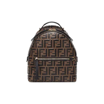 FENDI Mini Backpack Brown Leather Ff Brown