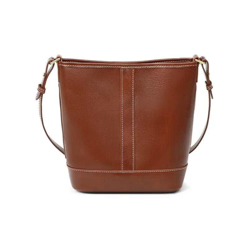 MILLIE'S Cow Leather Bonded Synthetic Leather Bucket Bags Shoulder Bags Regular Women's Wine Coffee/Brown-10