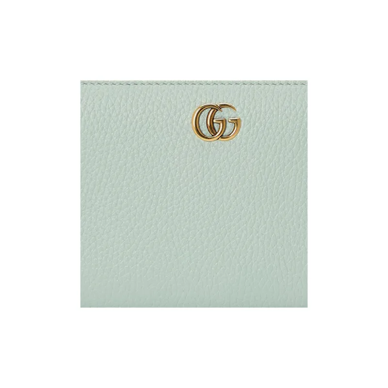 GUCCI Double G Leather Wallet Women's Light Green-4