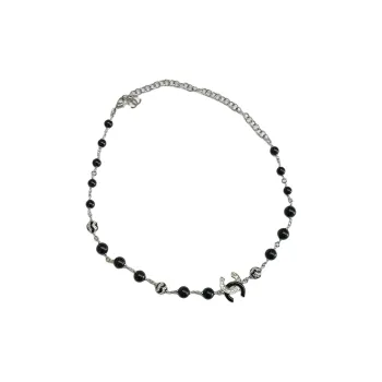 CHANEL Pearl Necklaces Unisex Silver
