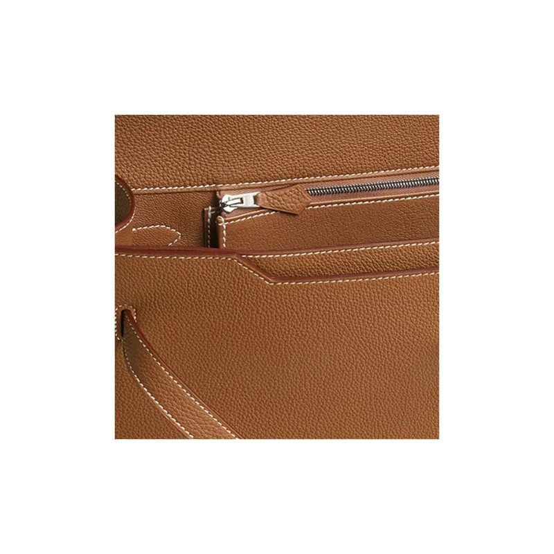 HERMES Kelly Depeches Togo Calfskin Handbag Men's 37 Gold Gold Brown-2