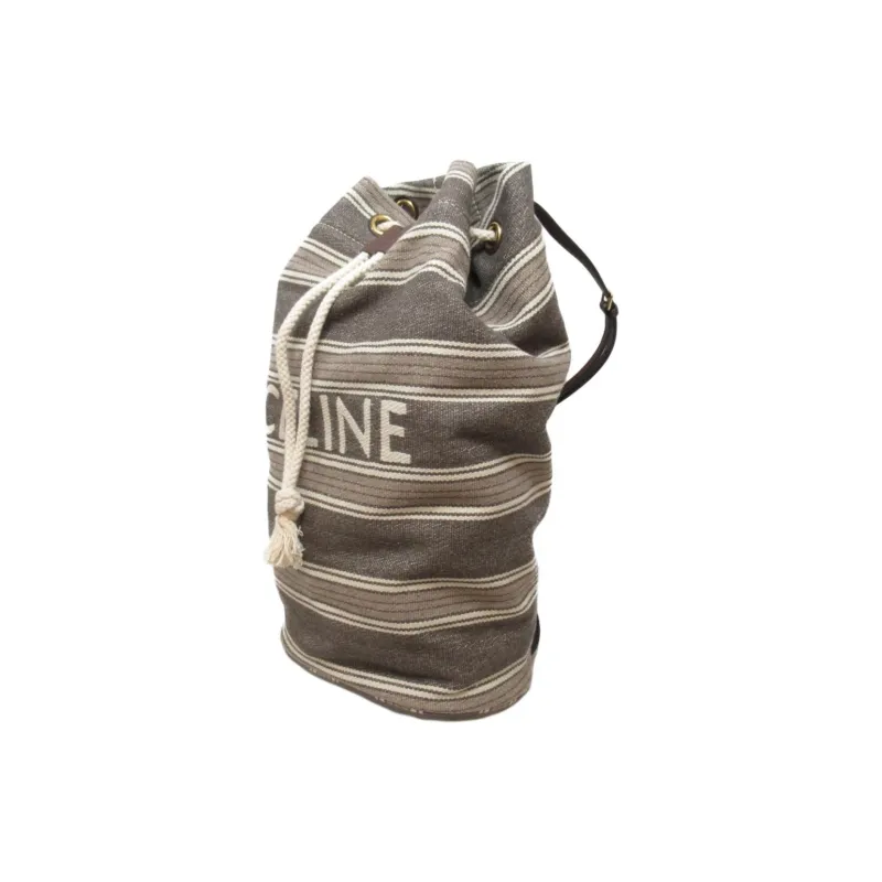 CELINE Canvas Backpack Women's Gray/Brown-2