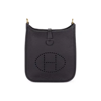 HERMES Evelyne Clemence Cow Leather Evelyn Shoulder Bag, Crossbody Bag Mini Women's Caban Black Cloth Color