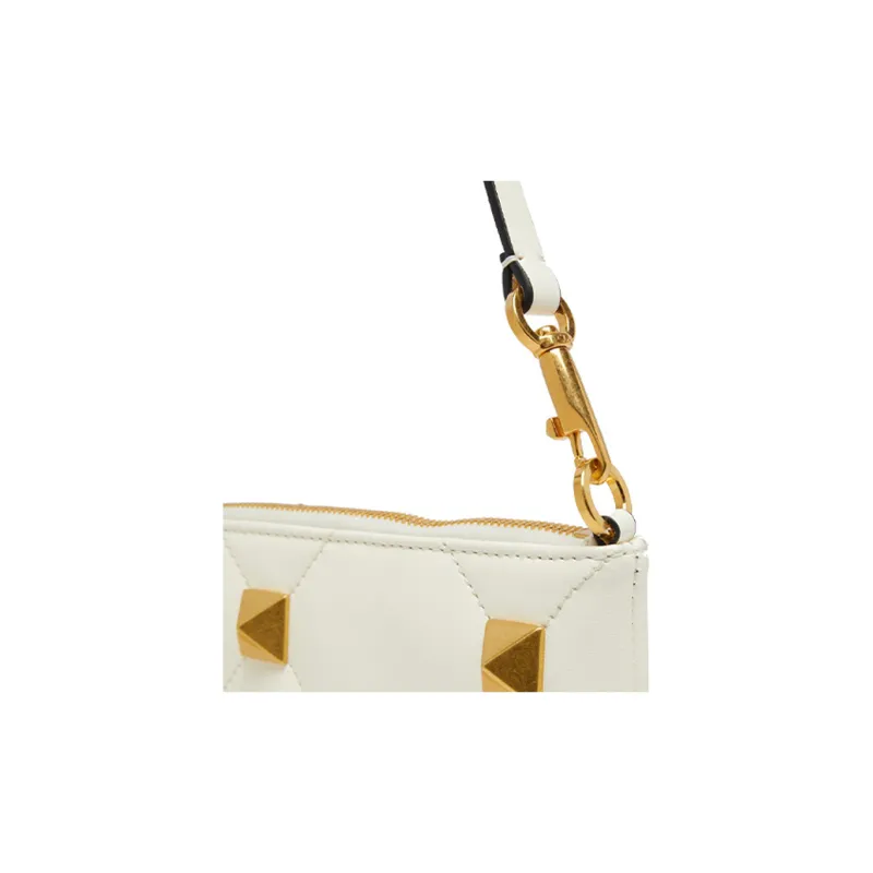 Valentino ROMAN STUD Lambskin Nappa Leather Clutch Handbag Shoulder Bag Women's Ivory White-5