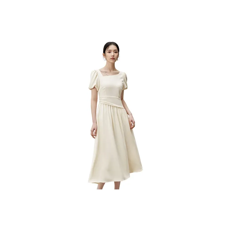 SENTUBILA Short Sleeved Dresses Women's Birch Apricot-1