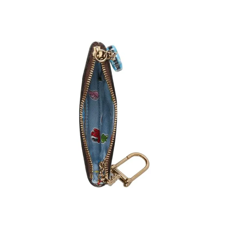 GUCCI Canvas Key Pouch Women's Beige & Ebony-3