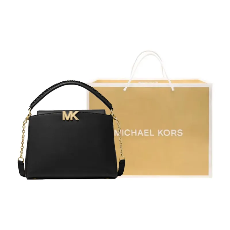 MICHAEL KORS Karlie Artificial Leather Shoulder Bag, Crossbody Bag, Handbag Medium Size Women's Black-6