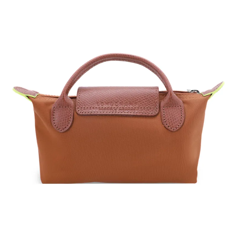 LONGCHAMP Le Pliage Green Cow Leather Trim Dumpling Bag Handbags Women's Brandy Color-1