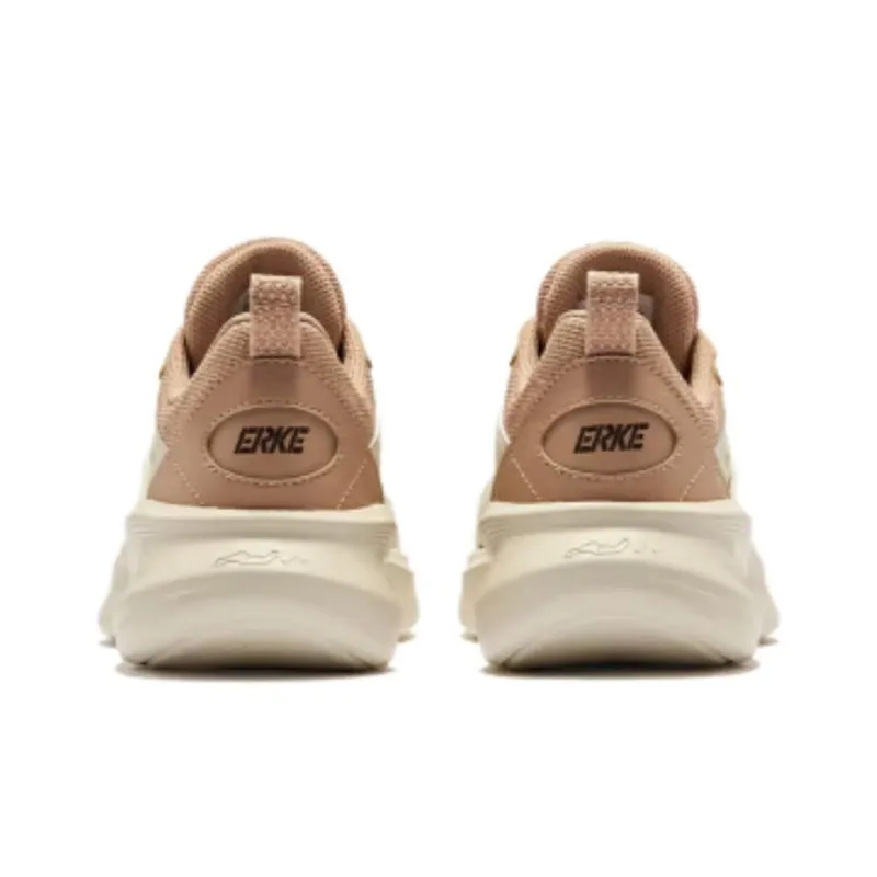 Erke Cushioning Wear-Resistant Low-Top Casual Shoes Women's Beige Brown-4