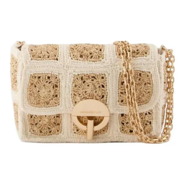 Vanessa Bruno Raffia Crossbody Bag Shoulder Bag Small Size Women's White Beige-0