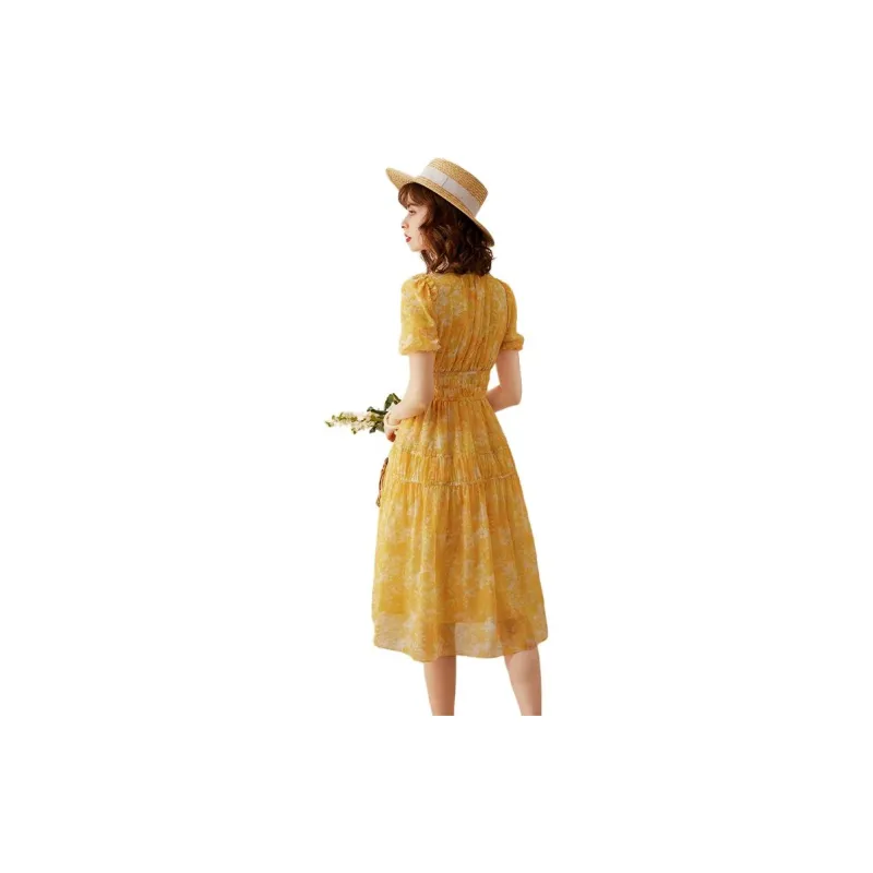 LOUISY AO Short Sleeved Dresses Women's Yellow-1
