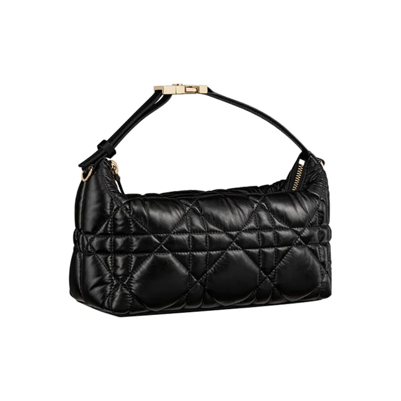 DIOR DiorTravel Cow Leather Handbag Clutch Medium Size Women's Black-1