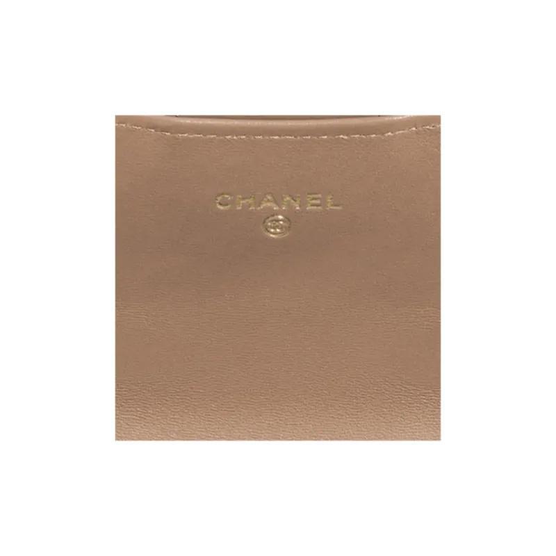 CHANEL Lambskin Flap Bag, Coin Purse, Shoulder Bag, Crossbody Bag Women's Nude Milk Tea-3