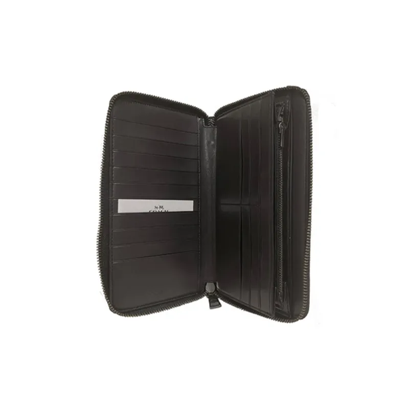 COACH Accordion Zip Leather Wallet Small Size Men's Black-2