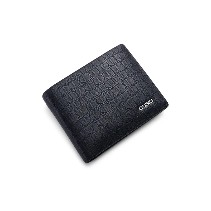 GUSKI Top Grain Cow Leather Wallet, Wallet Men's Black-1