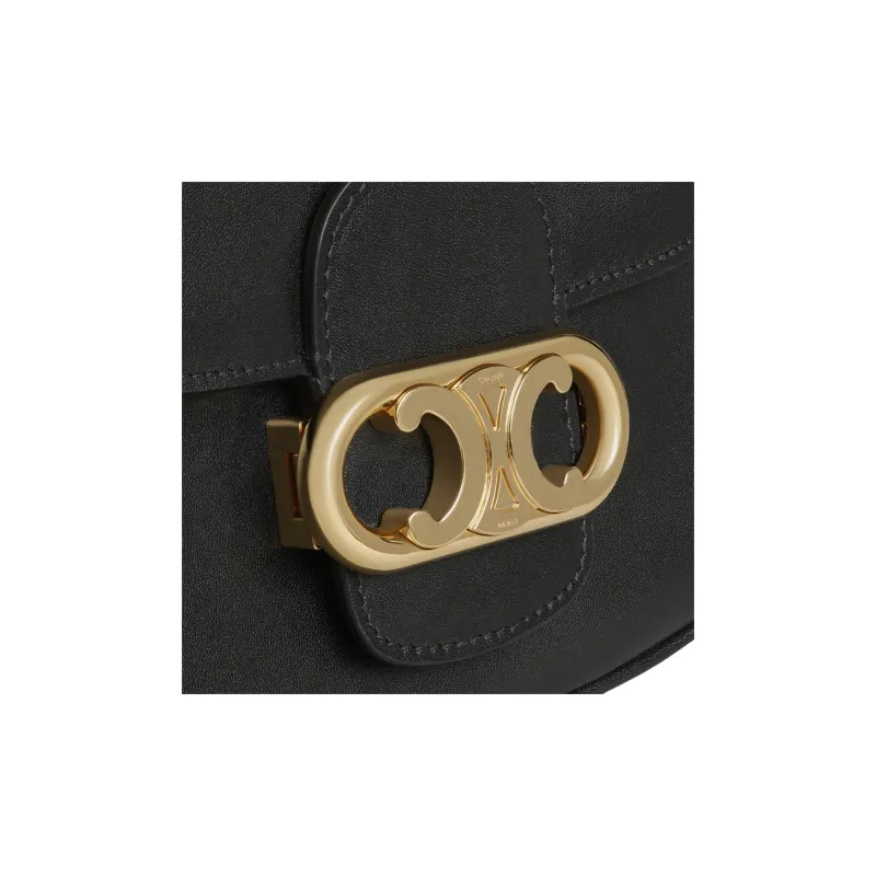 CELINE MaillonTriomphe Shiny Calfskin Crossbody Bag Shoulder Bag Women's Black-3