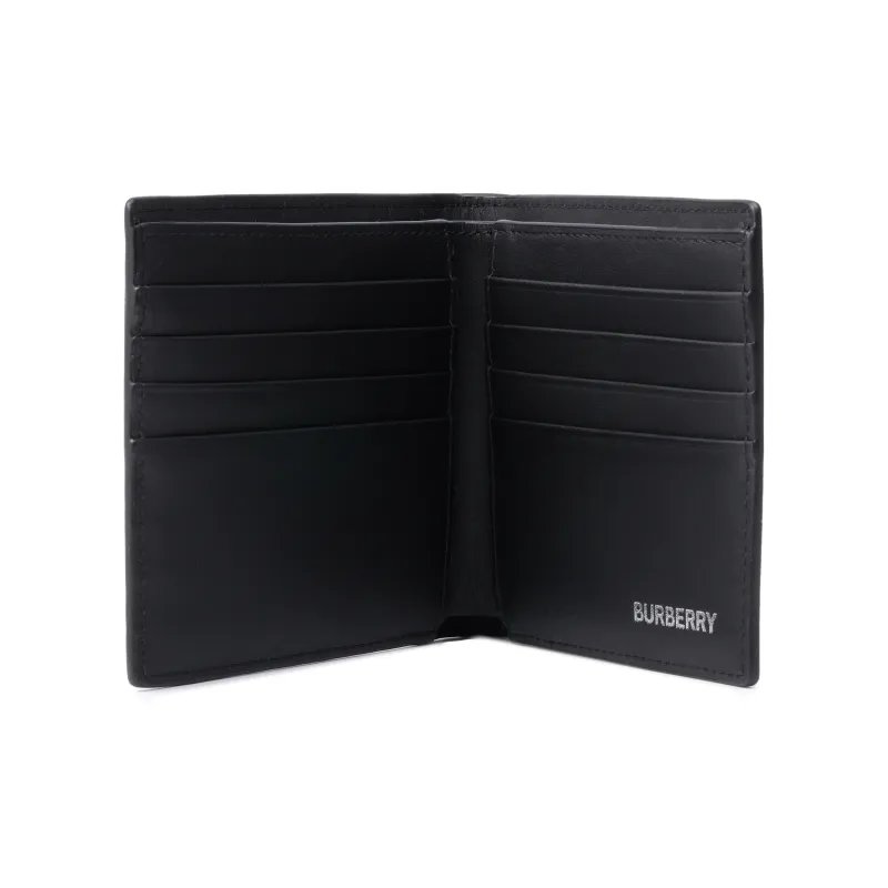 Burberry International Bifold Wallet London Check And Leather 8 Card Slot Dark Charcoal-4