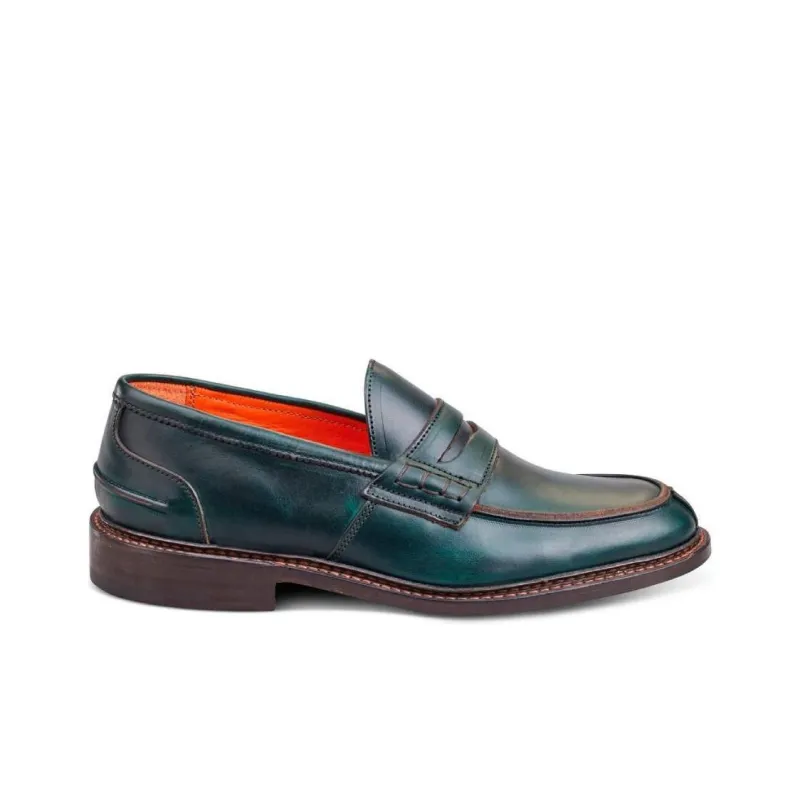 Tricker's Eva Penny Loafers Women's Green-1