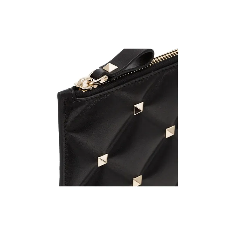 Valentino Rockstud Lambskin Wallet Clutch Women's Black-3