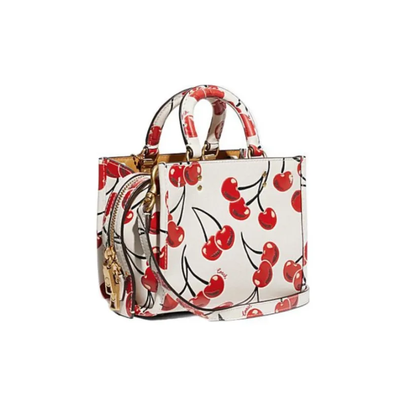 COACH Refined Cow Leather Handbag, Shoulder Bag, Crossbody Bag Trumpets Women's White Red-2