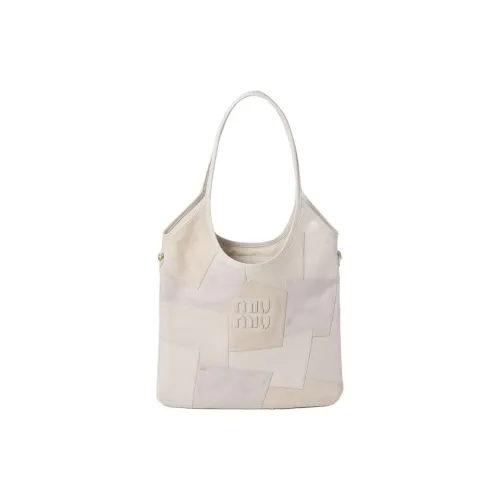 MIU MIU Leather Handbag, Shoulder Bag Women's Chalk White