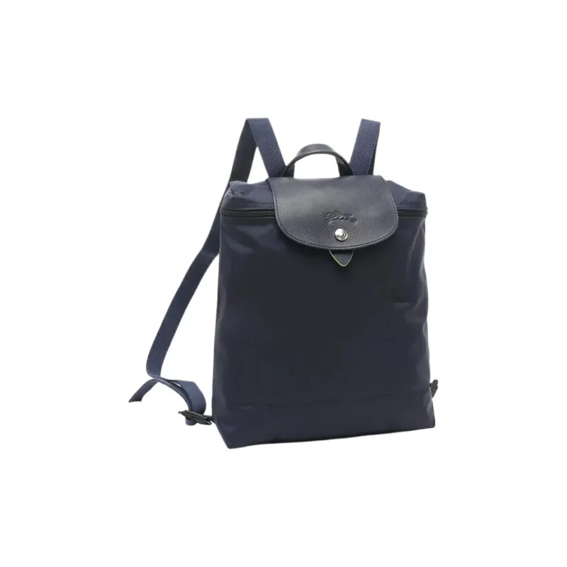 LONGCHAMP Le Pliage Green Recycled Canvas With Leather Trim Backpack Women's Marine Blue-1