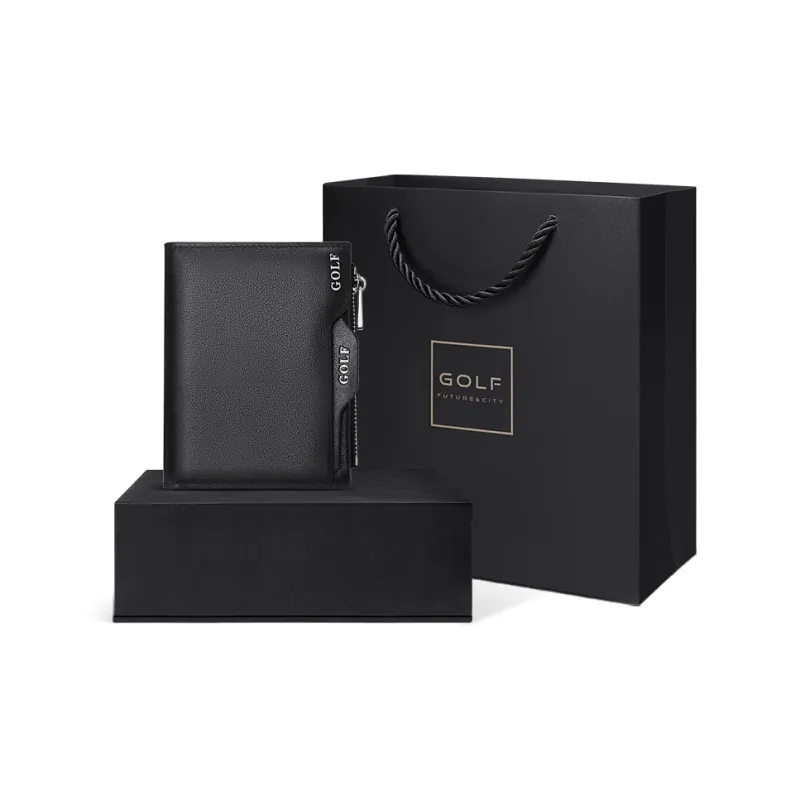 GOLF Top Grain Cow Leather, Genuine Leather Driver's License Case, Card Holder, Wallet Trumpets Men's Black-7