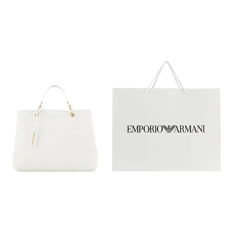 EMPORIO ARMANI Leather Handbag Handbag Large Size Women's White-7