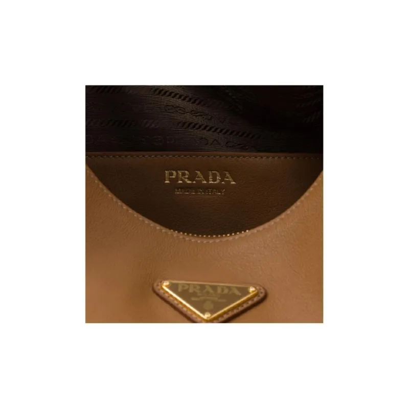 PRADA Leather Handbag, Shoulder Bag Tubas Women's Caramel-4