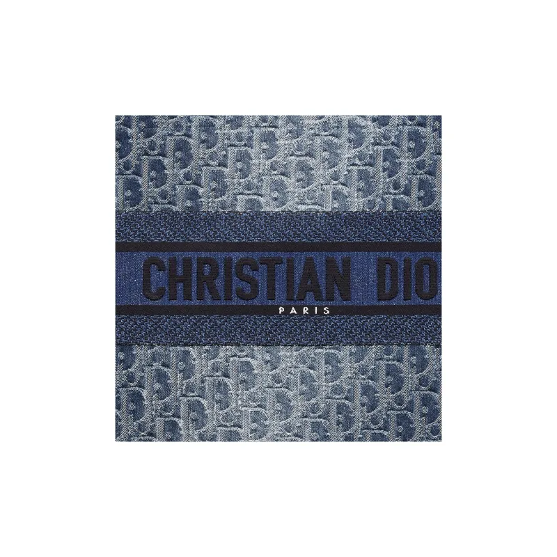 DIOR Embroidery Tote Bag, Shopping Bag, Handbag Medium Size Women's Gradient Blue-4