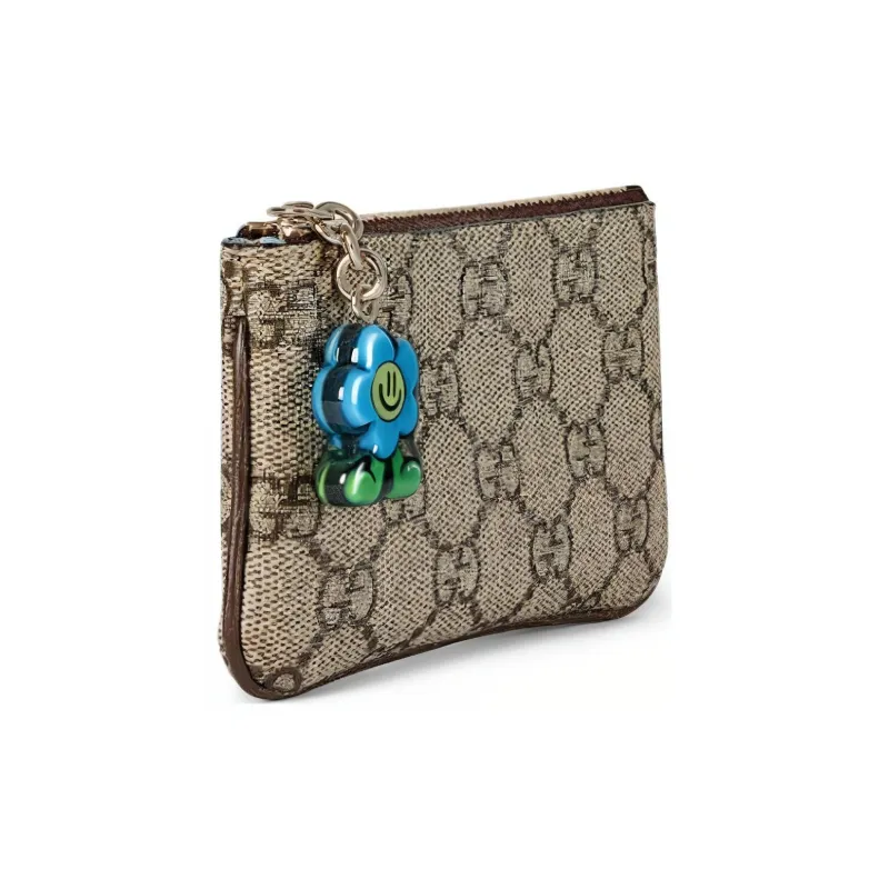 GUCCI Canvas Key Pouch Women's Beige & Ebony-1