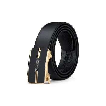 WilliamPOLO Cow Leather Top Grain Cow Leather Leather Belts Men's Gold Width 3.5cm