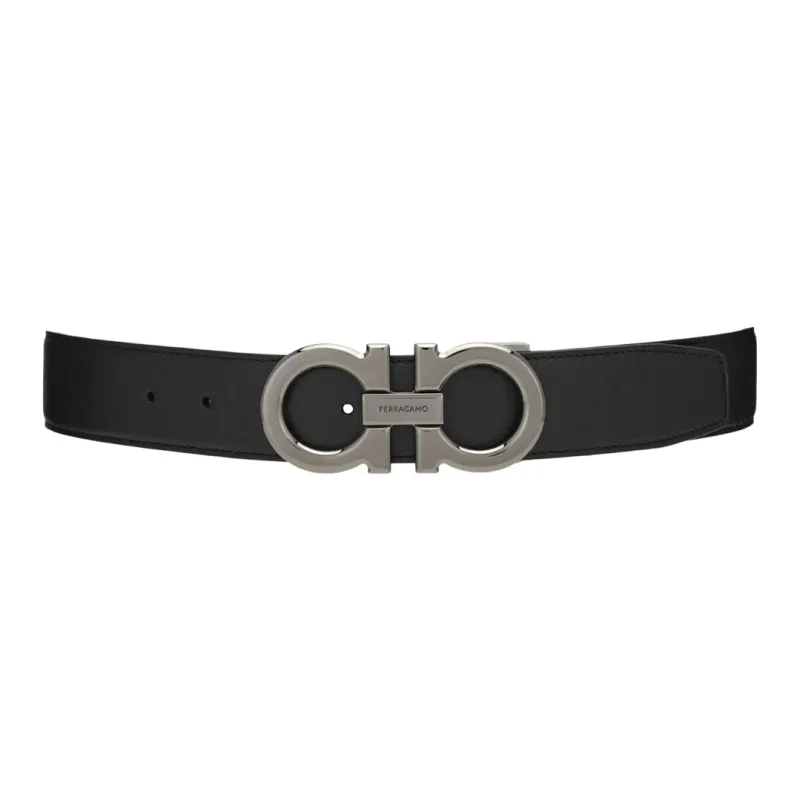 FERRAGAMO Cow Leather Belts Men's Brown/Black Color Width 3.5cm-4