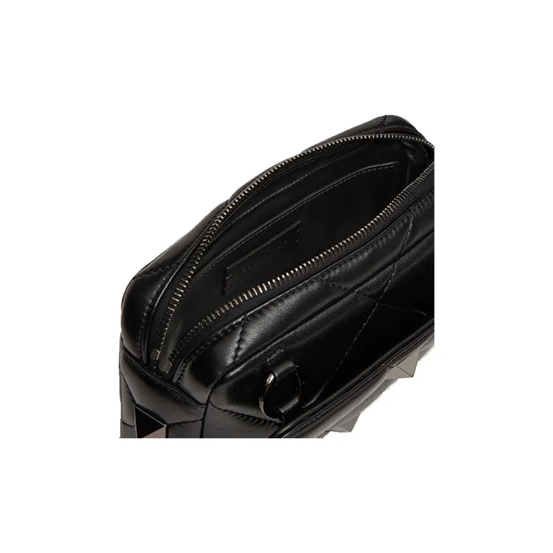 Valentino Roman Stud Quilting Soft Sheepskin Camera Bag, Shoulder Bag, Crossbody Bag Men's Black-4