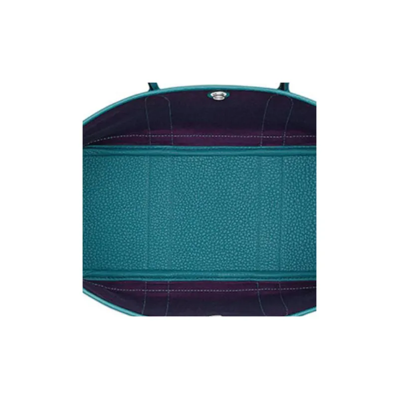 HERMES Garden Party Canvas With Leather Garden Handbag Regular Women's Grape Purple/Coral Blue-4