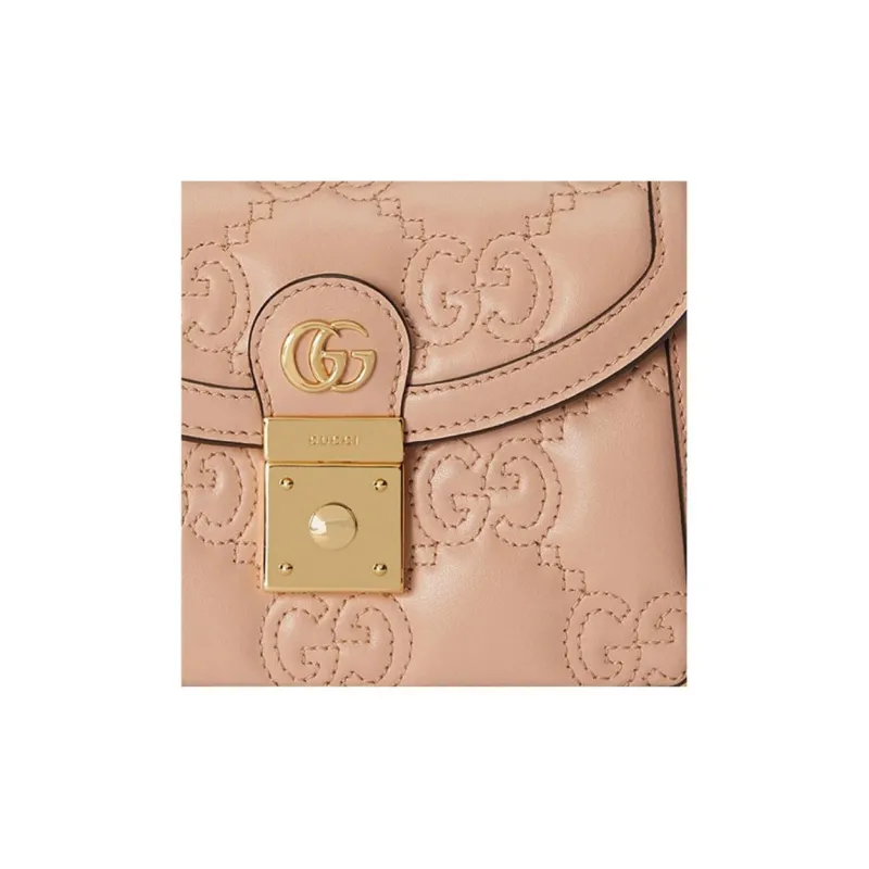 GUCCI GG Matelassé Leather Controller Bag Shoulder Bag Crossbody Bag Handbag Small Size Women's Rose Beige-8