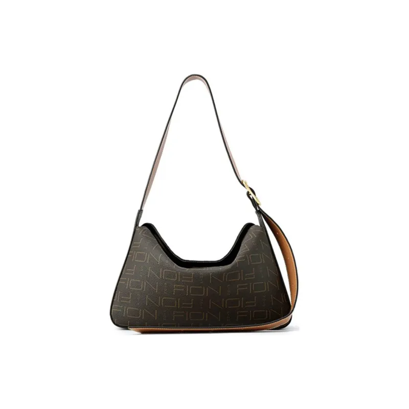 FION Canvas Canvas Shoulder Bag Women's Coffee & Tea-1