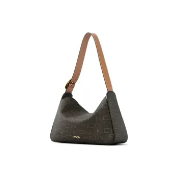 FION Canvas Canvas Shoulder Bag Women's Coffee & Tea