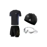 Swimsuit+Black Gold Swimming Shorts+Black Swim Goggles+Swimming Cap