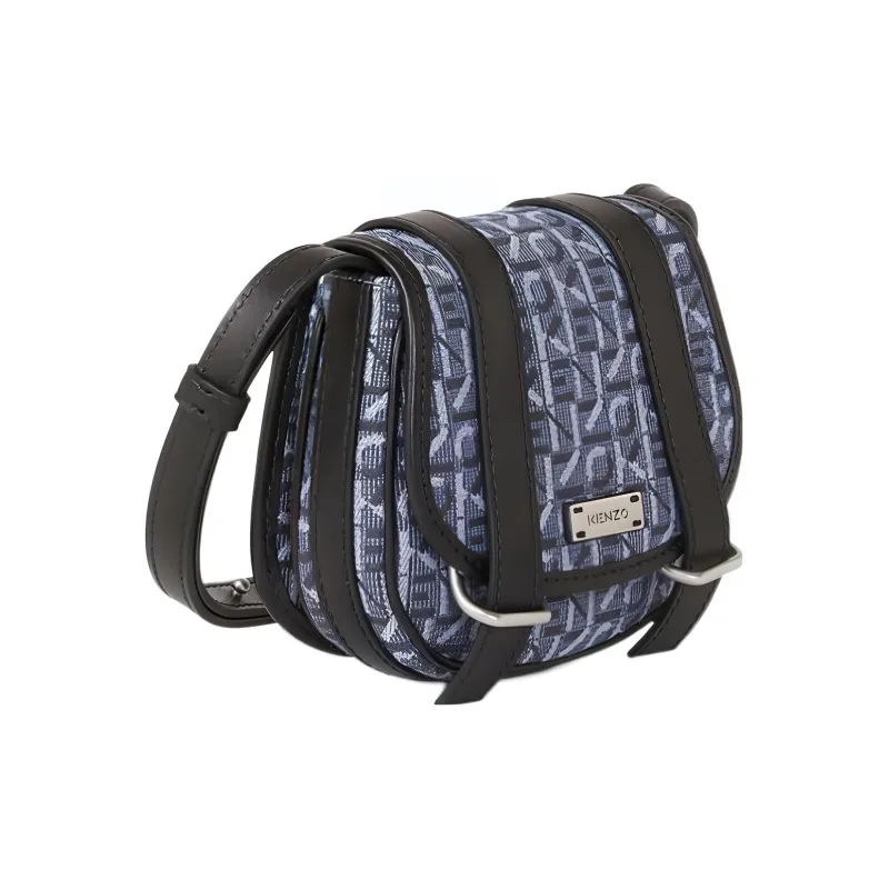 KENZO Monogram Leather Shoulder Bag Crossbody Bag Small Size Women's Navy-1
