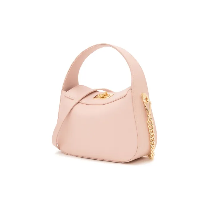 ELLE Leather Crossbody Handbag Small Size Women's Pink/Black/Green-1