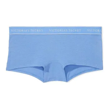 Victoria's Secret Logo Cotton Boyshort Panty/Blue Bonnet Underpants Women's 1 Pack Blue