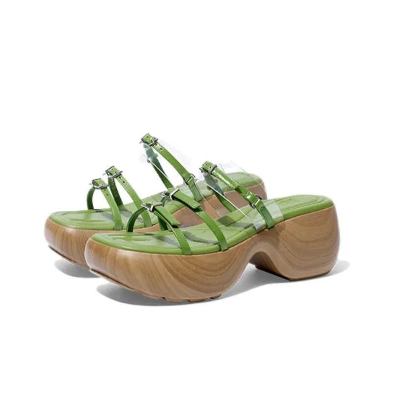 ZSAZSAZSU Rubber Sole Slide Slippers Women's Green-1
